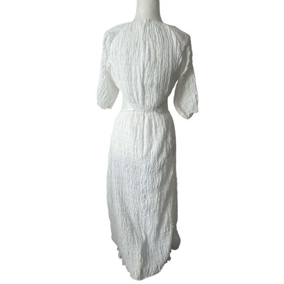 Sabo White Mena Cutout Puff Sleeve Crew Neck Stretch Lined Midi Dress Size XS - Picture 7 of 12